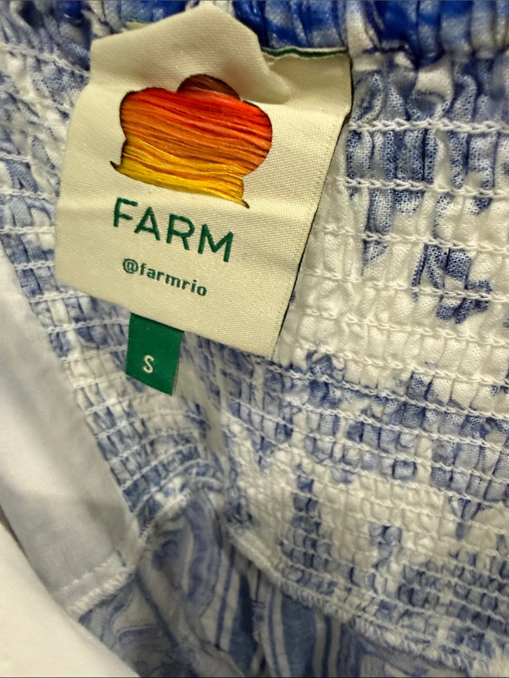 FARM Rio Blue & White Printed Square-Neck Romper with Tie Waist - Picture 2 of 4